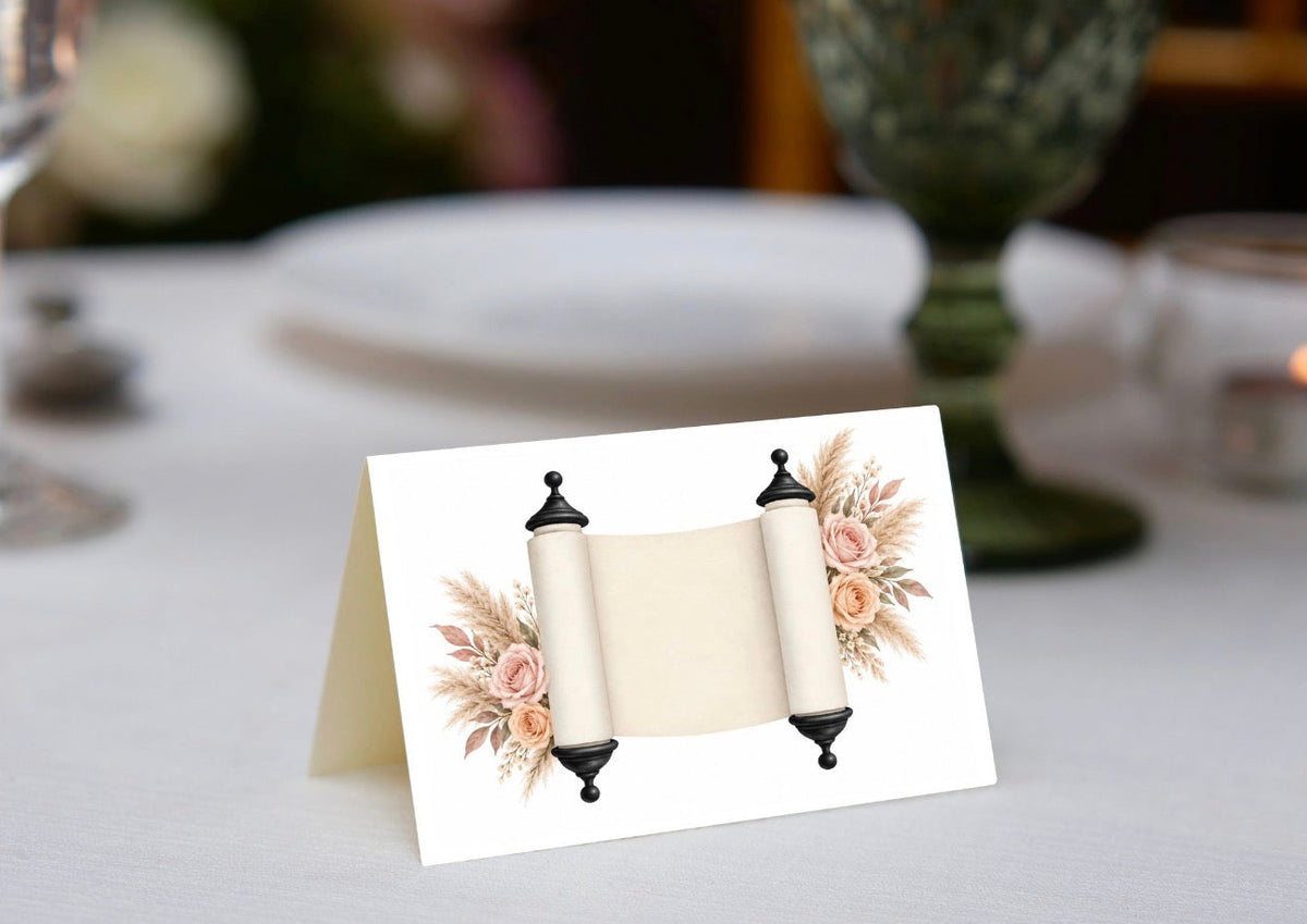 Boho Torah Floral Place Cards