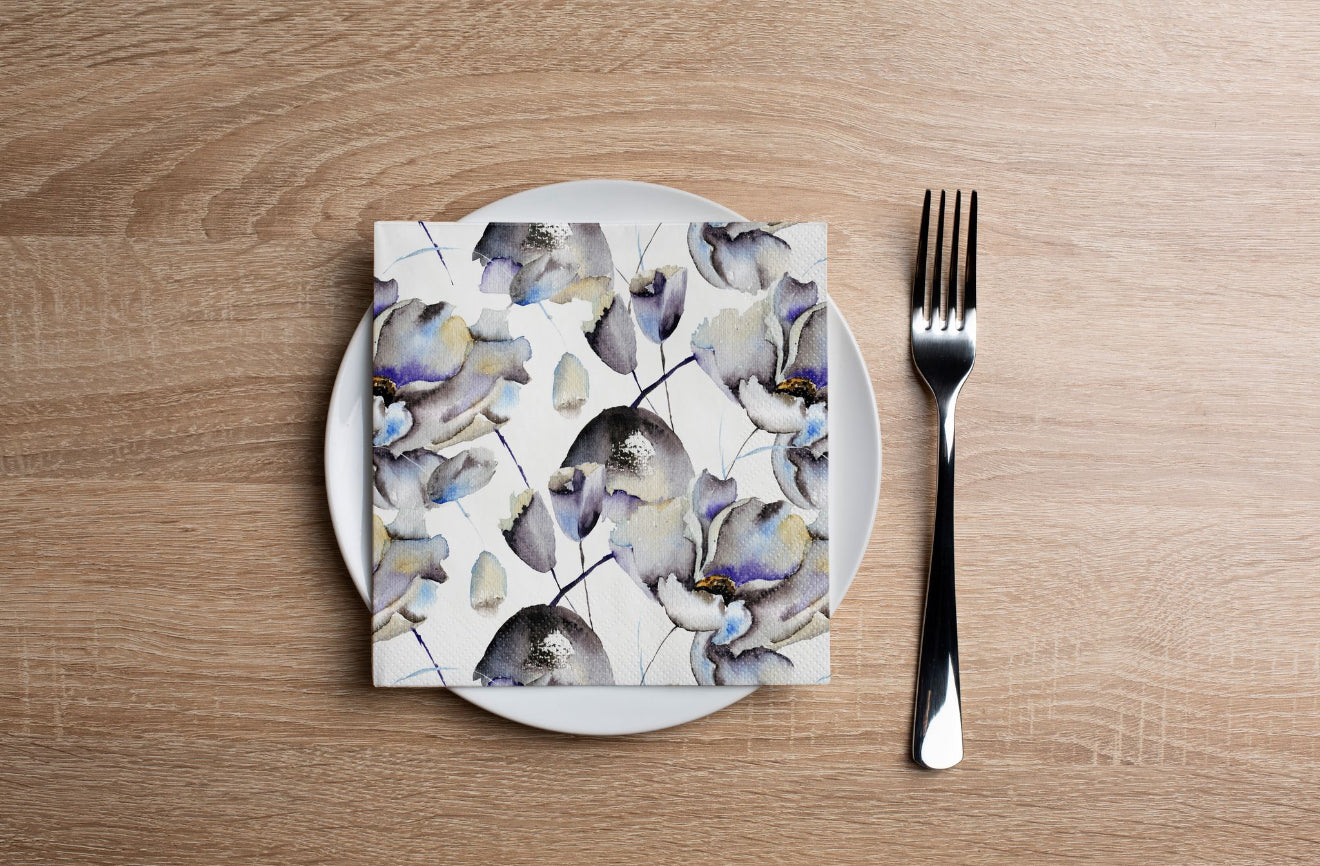 Ink Floral Cocktail Napkin