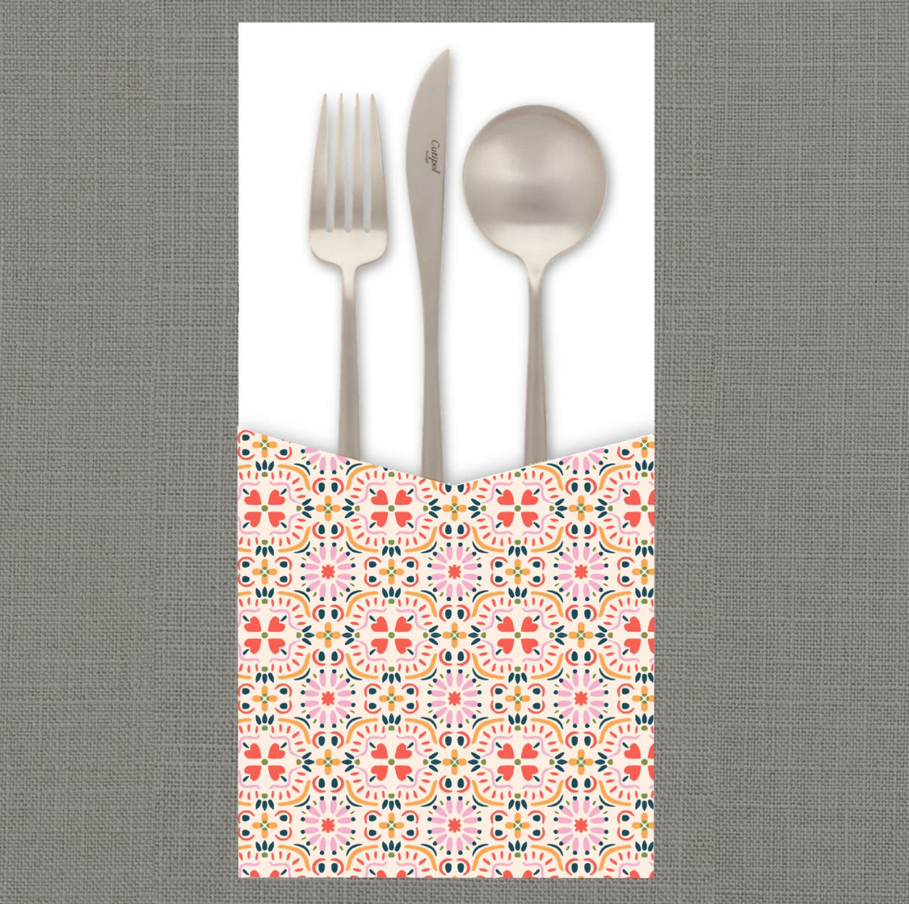 Cheerful Ikkat Cutlery Pouch