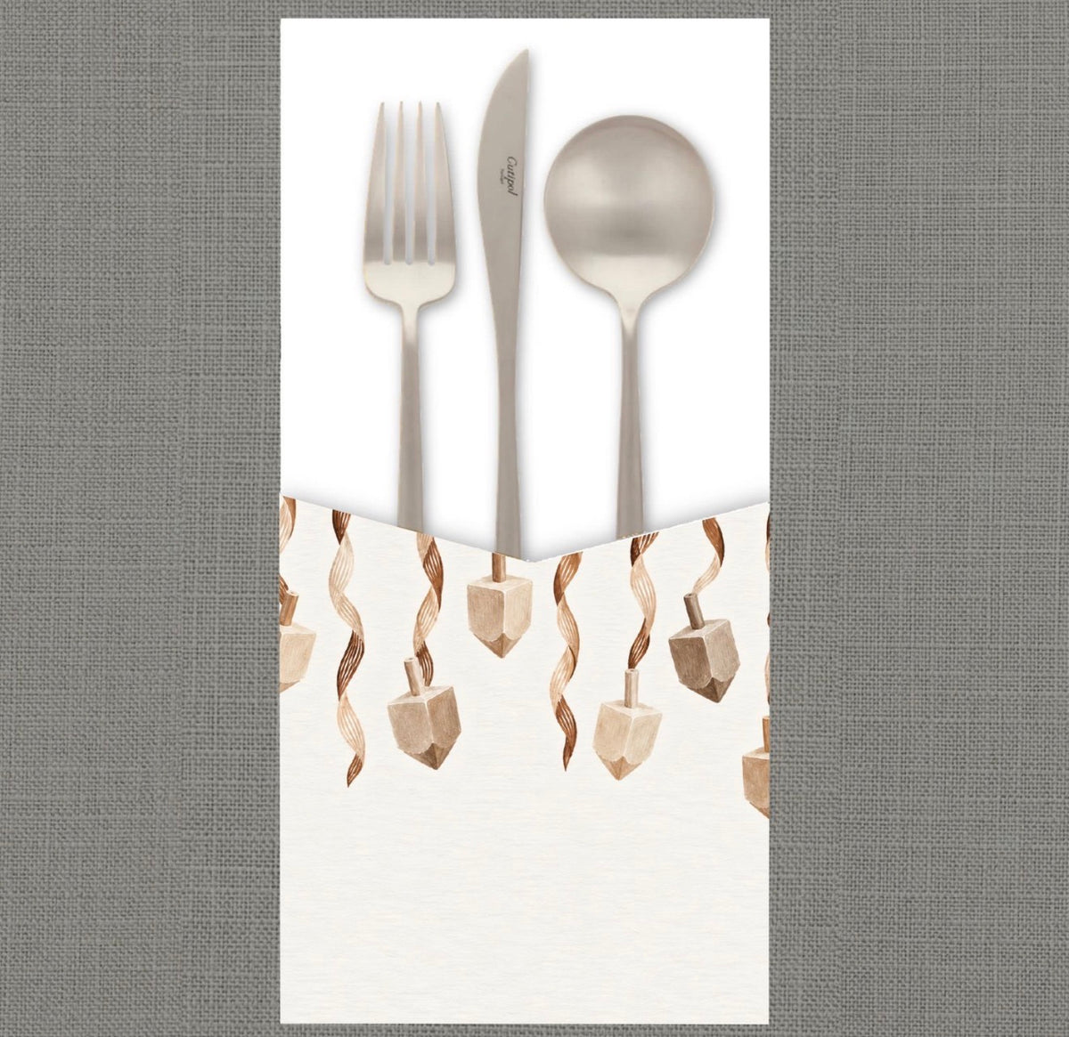 Wooden Dreidels Cutlery Pouch