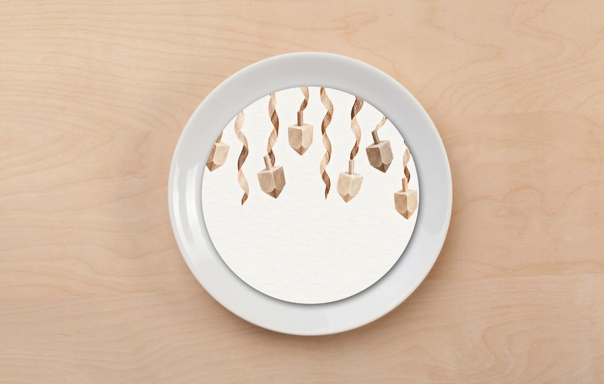 Wooden Dreidels Plate Accent