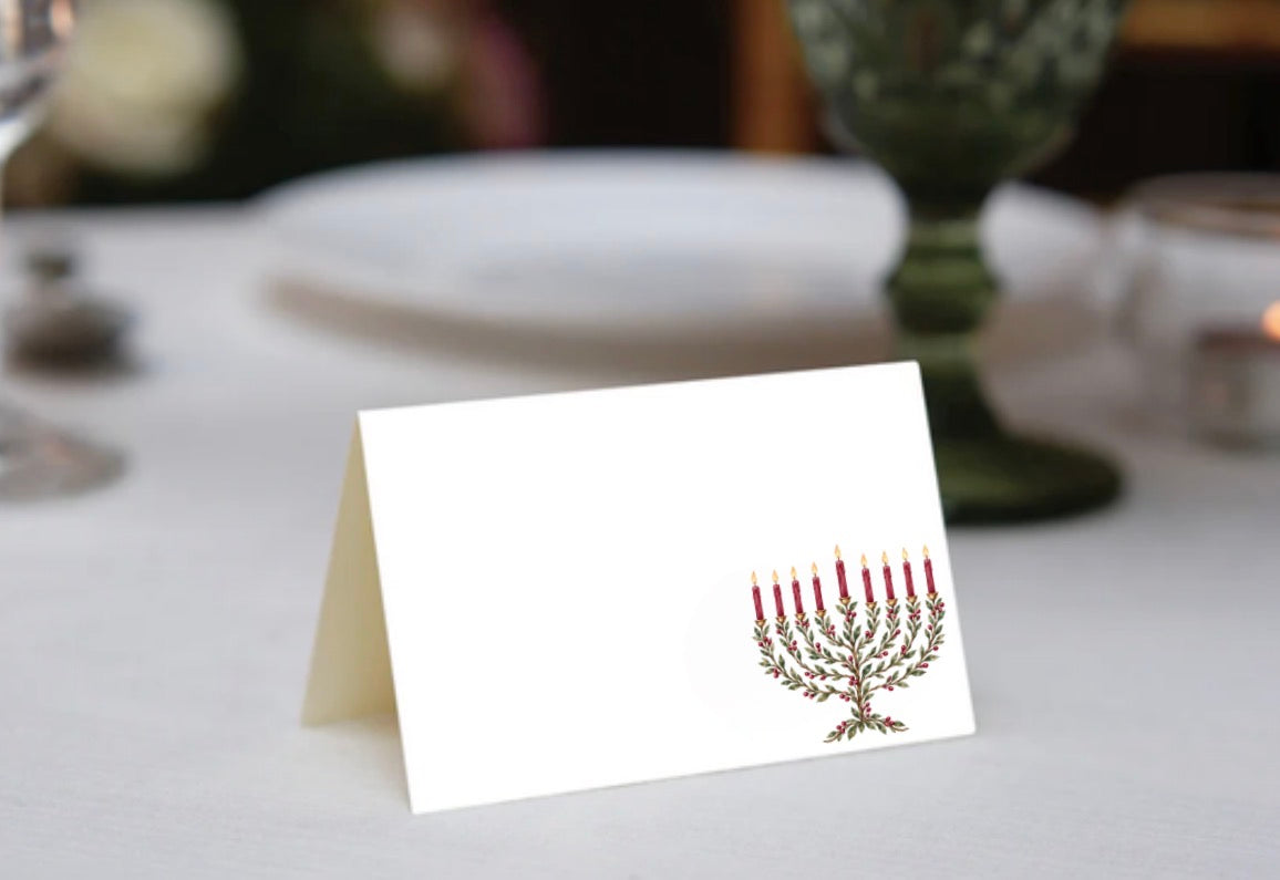 Laurel Menorah Burgundy Place Cards