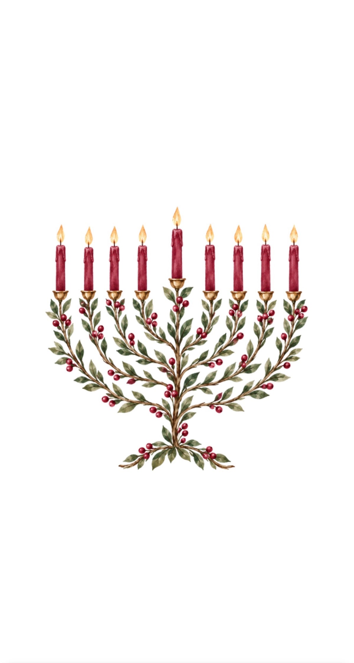 Laurel Menorah Burgundy - Printed Guest Towel