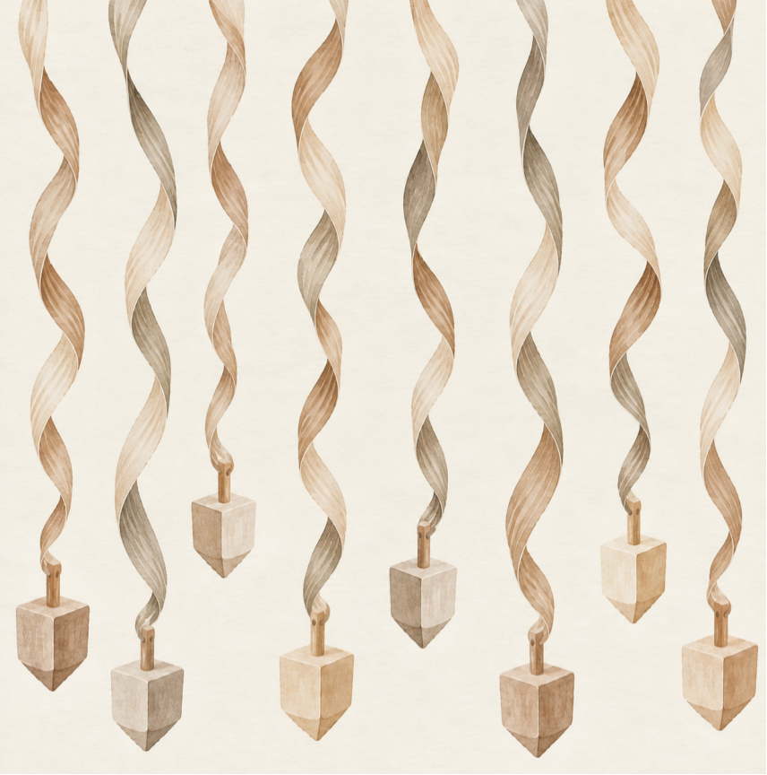 Wooden Dreidels - Charger - (SQUARE)