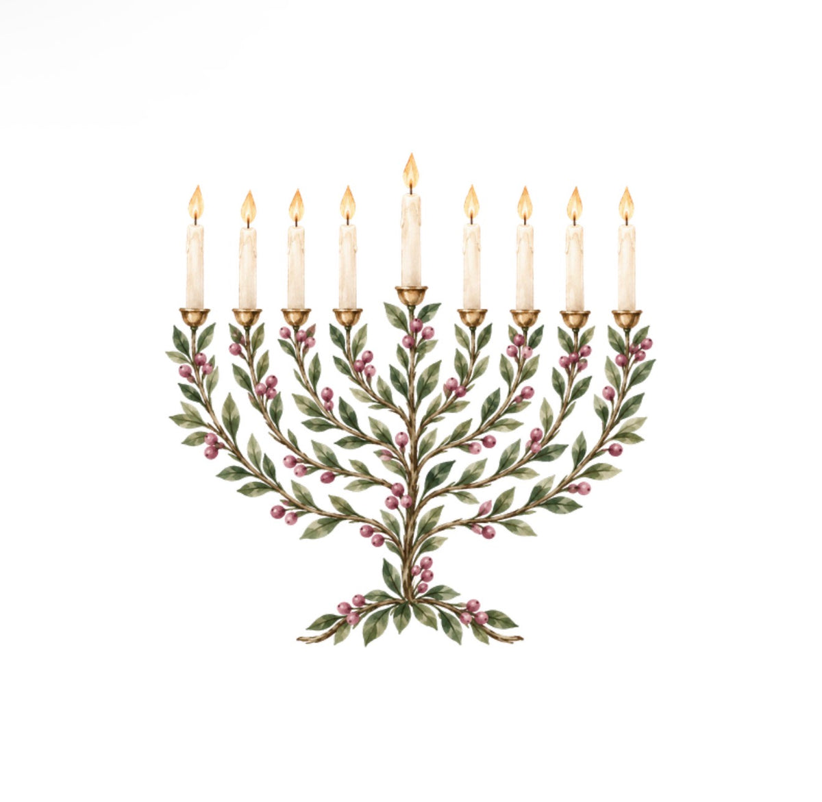 Laurel Menorah Mauve Cocktail Napkin