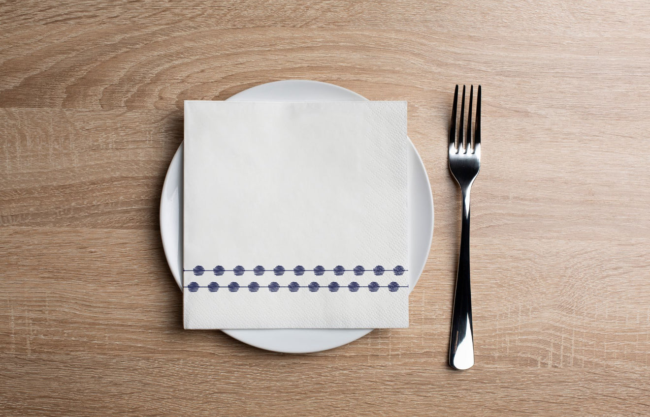 Pearls Navy Cocktail Napkin