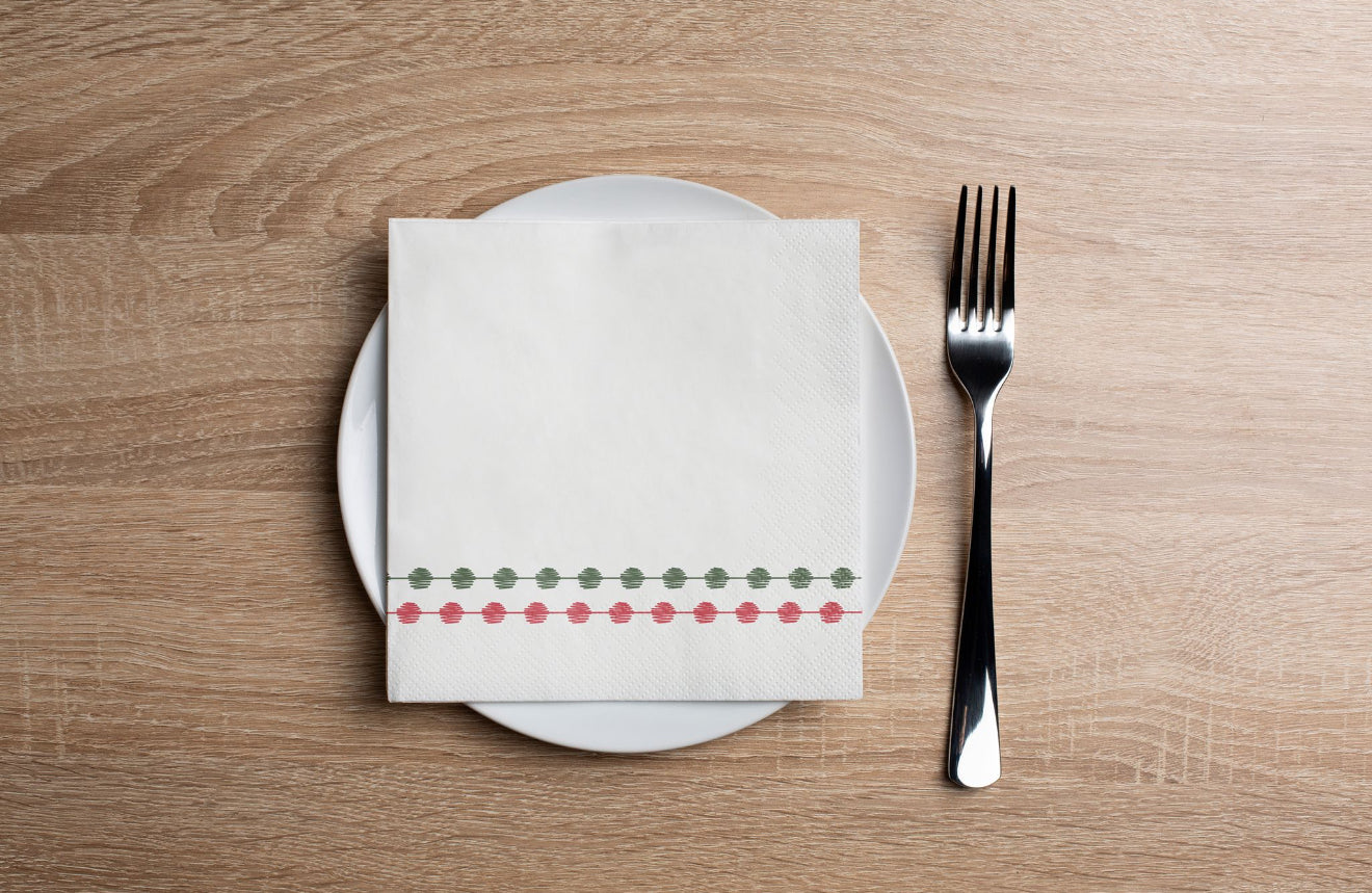 Pearls Red Green Cocktail Napkin