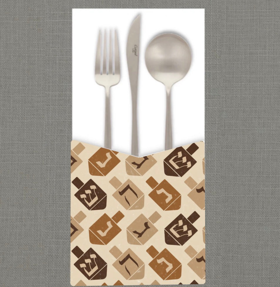 Dreidel Parade Cocoa Cutlery Pouch