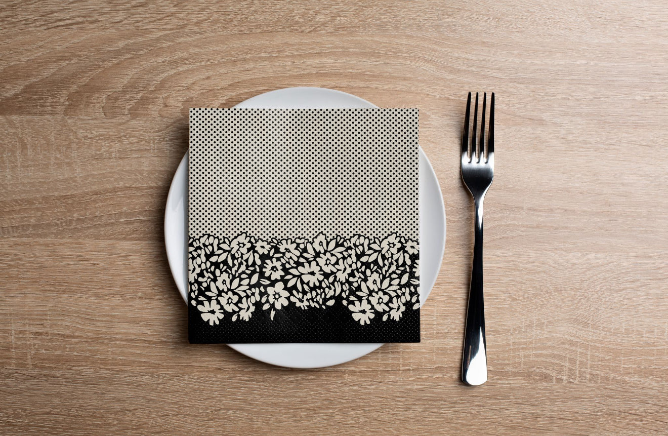 Polka Dot Floral Cocktail Napkin
