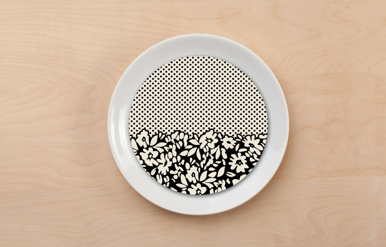 Polka Dot Floral Plate Accent