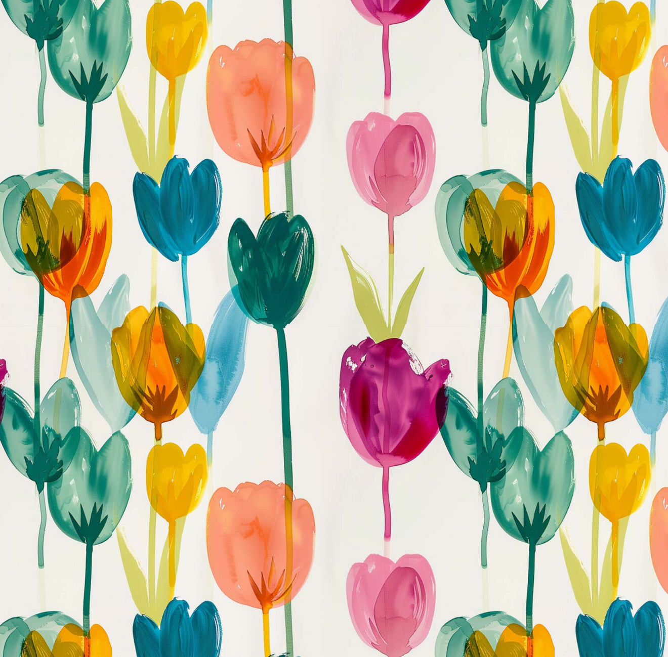Marker Tulips Cocktail Napkin