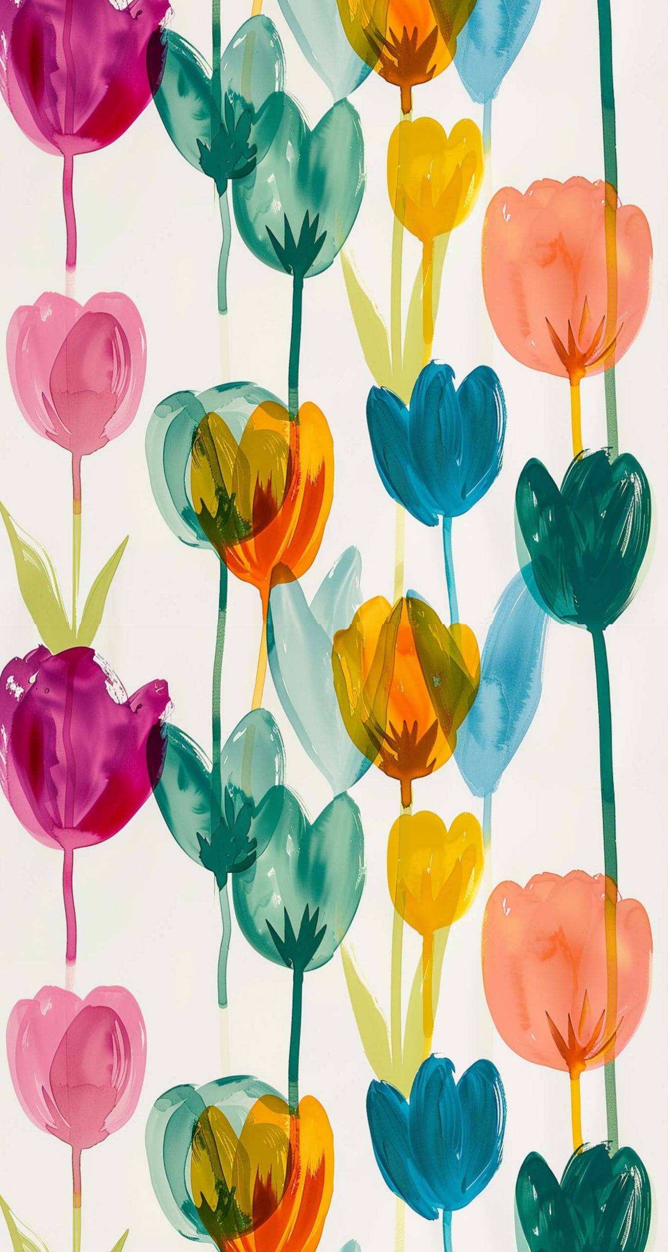 Marker Tulips - Printed Guest Towel