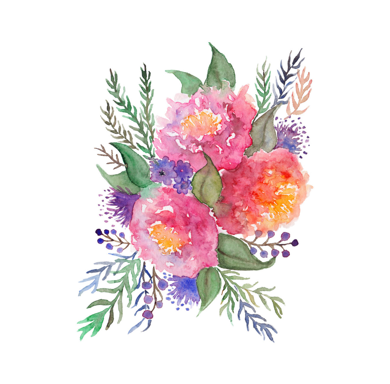 Peony Bouquet Cocktail Napkin