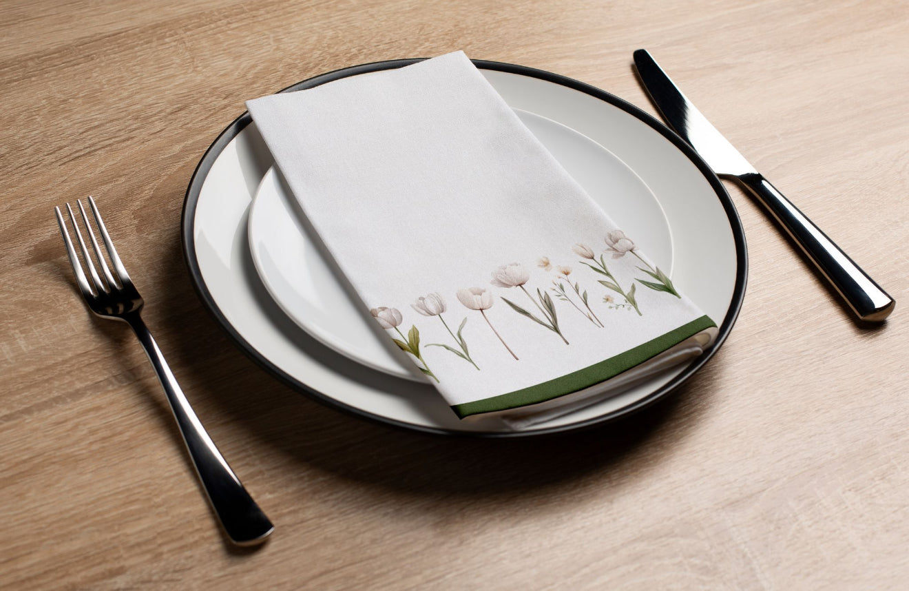 White Summer Flowers - Printed Guest Towel