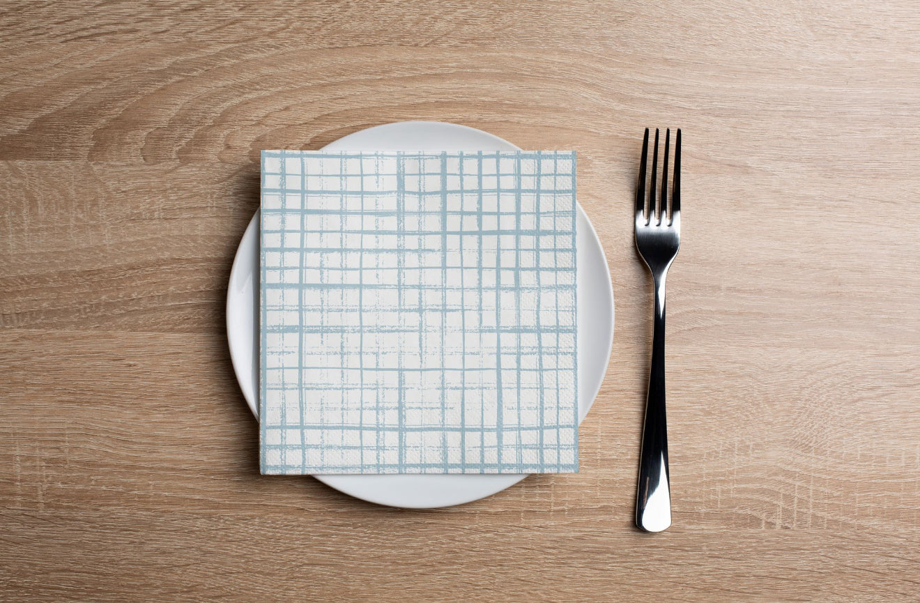 Distressed Grid Cocktail Napkin