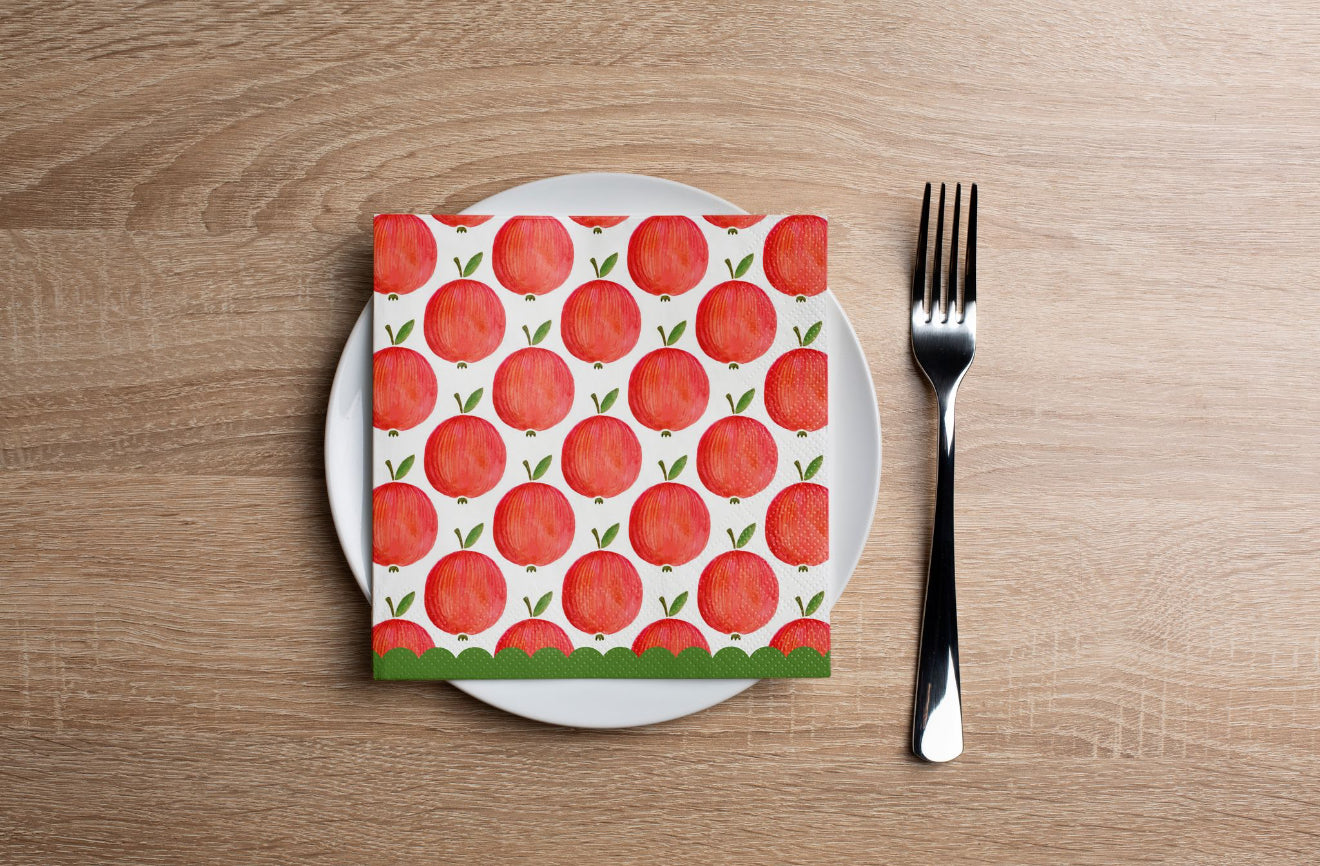 Scalloped Apples Cocktail Napkin