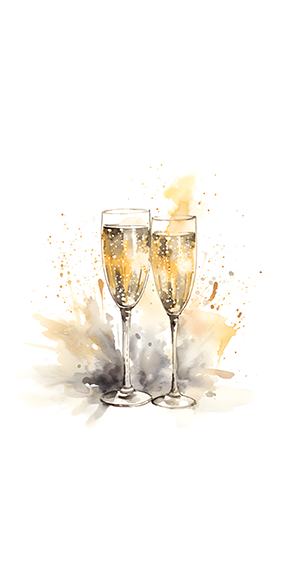 Champagne Glasses - Printed Guest Towel