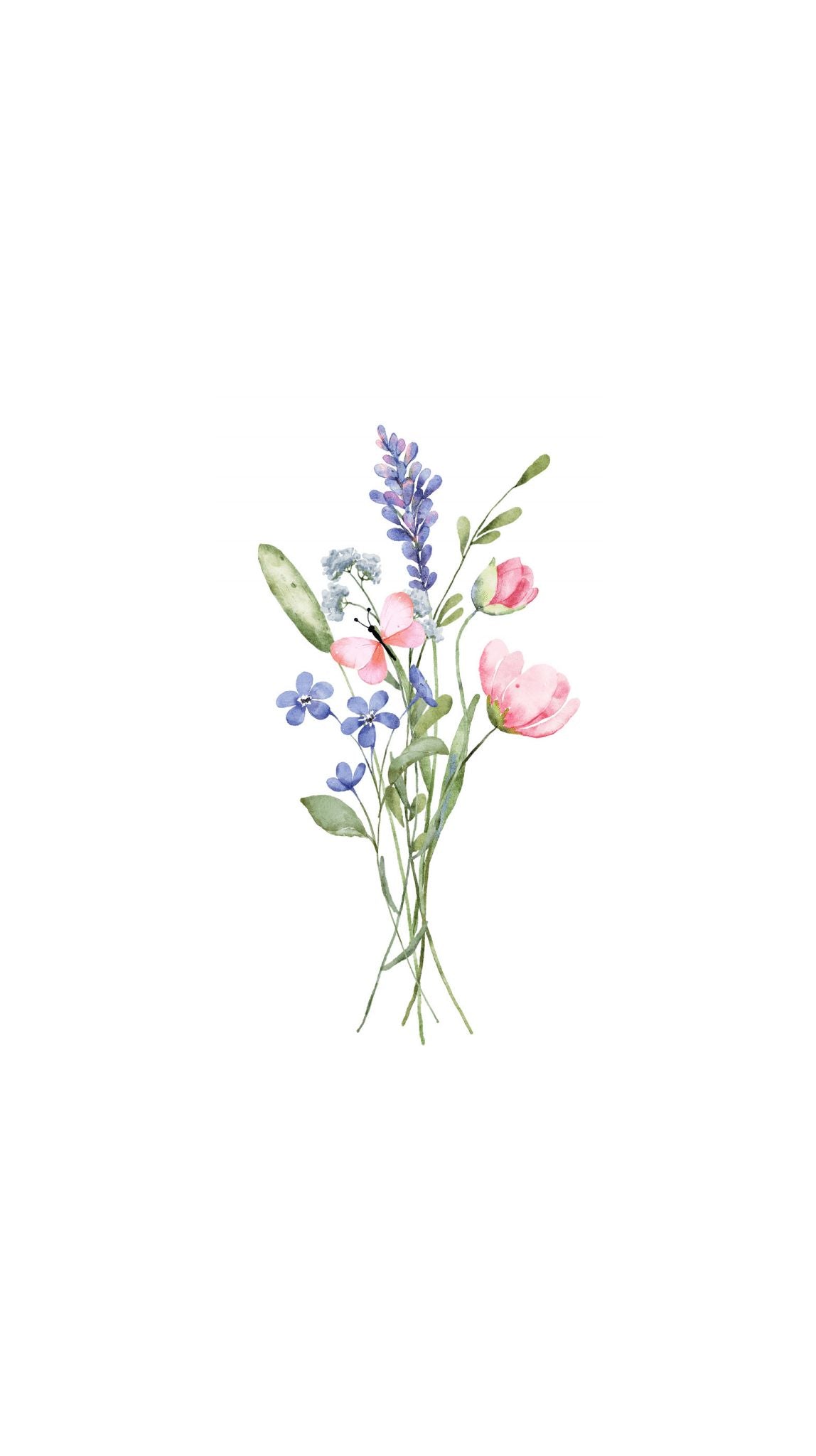 Pink Watercolor Garden Printed Paper Bag
