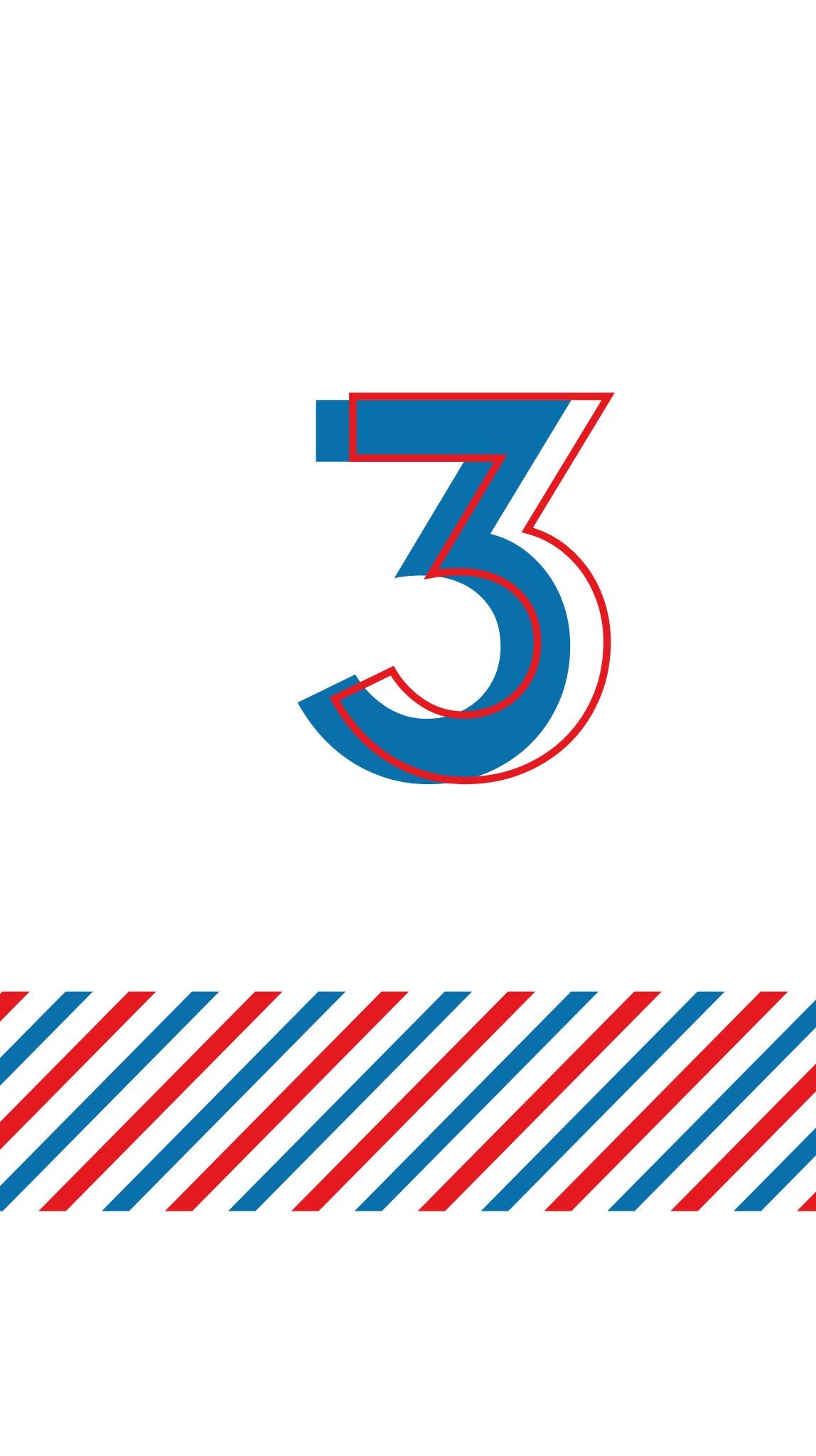 Red and Blue 3 Printed Paper Bag