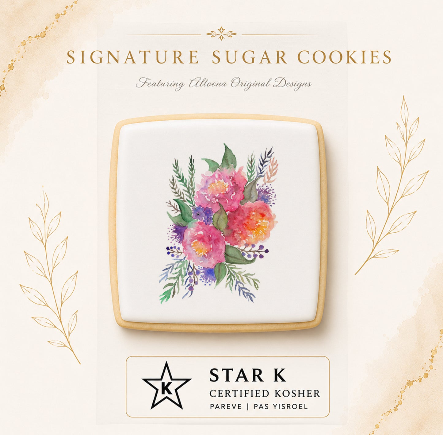 Peony Bouquet Cookie | 12 Pack | Free Shipping