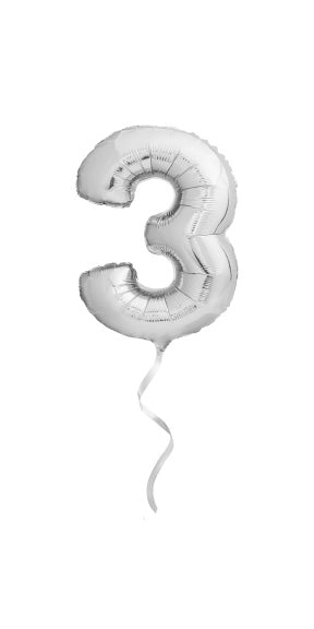 Silver 3 Balloon - Printed Guest Towel
