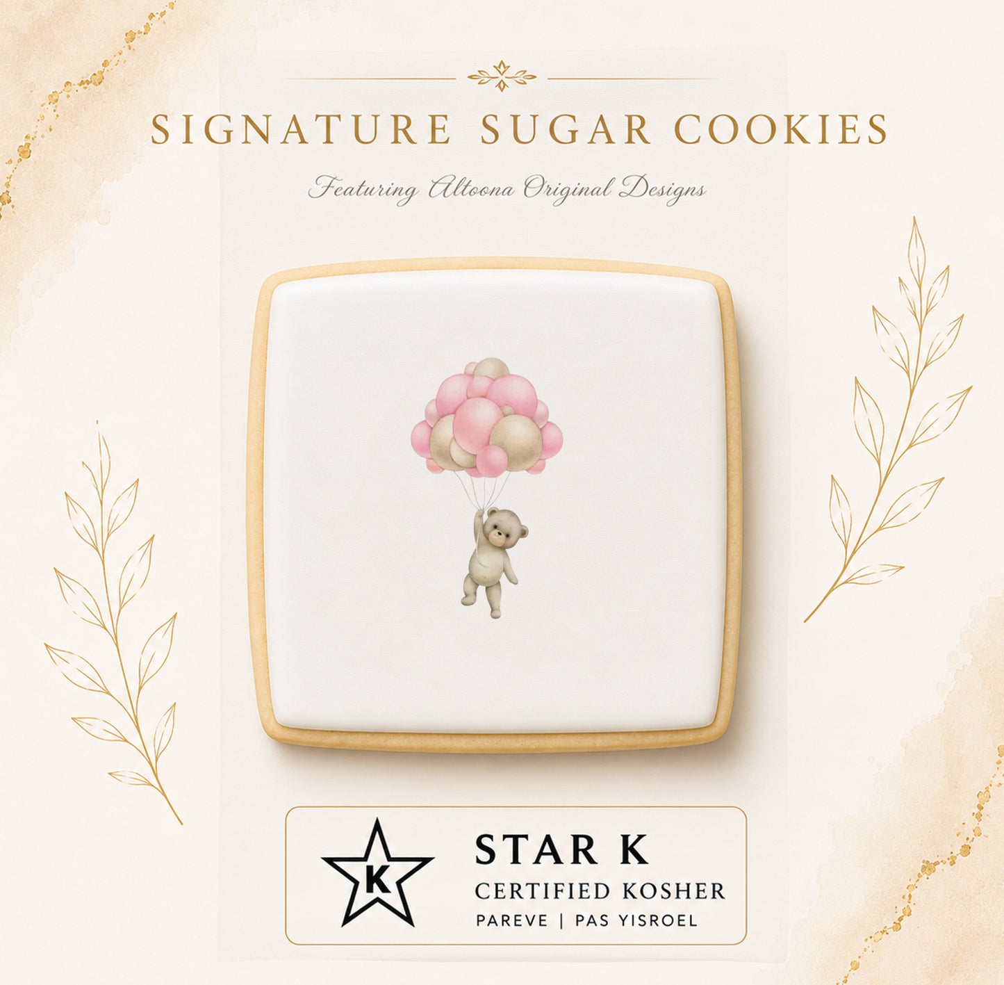 Teddy Pink Cookie | 12 Pack | Free Shipping