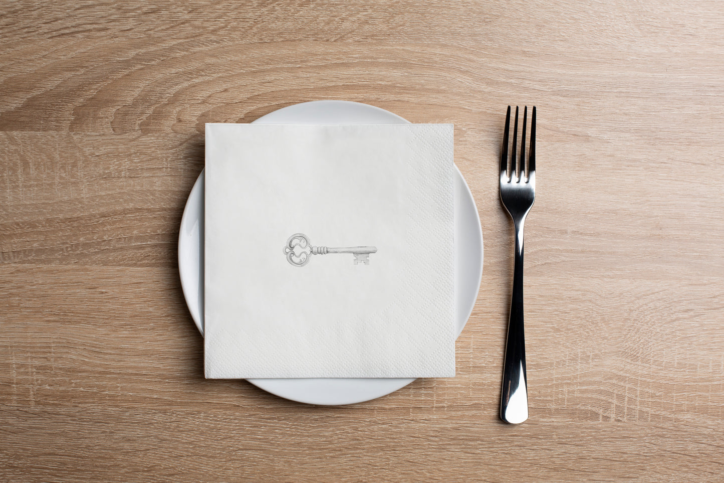 Vintage Key Silver Cocktail Napkin