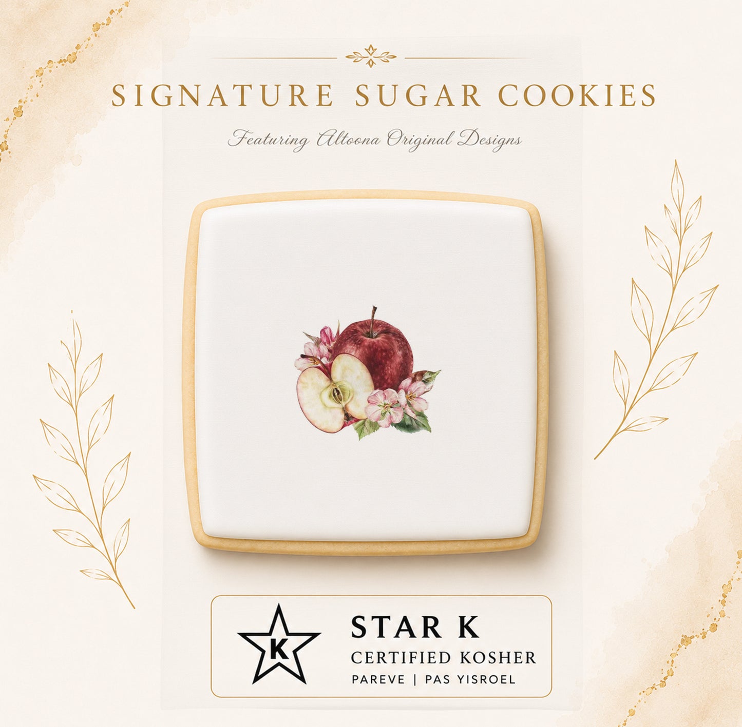Apple Floral Cookies | 12 Pack | Free Shipping