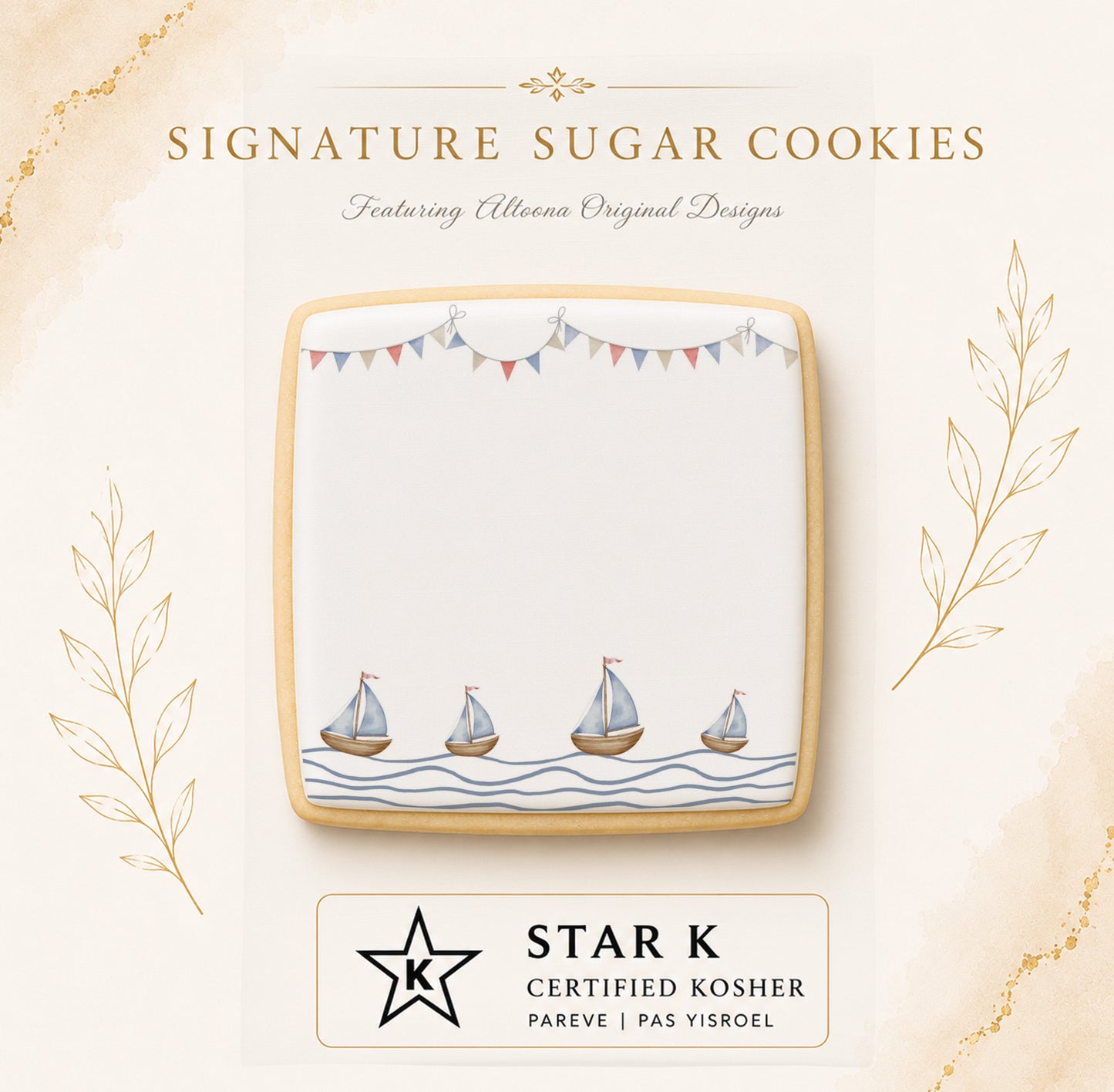 Blue Sailboats Cookies | 12 Pack | Free Shipping