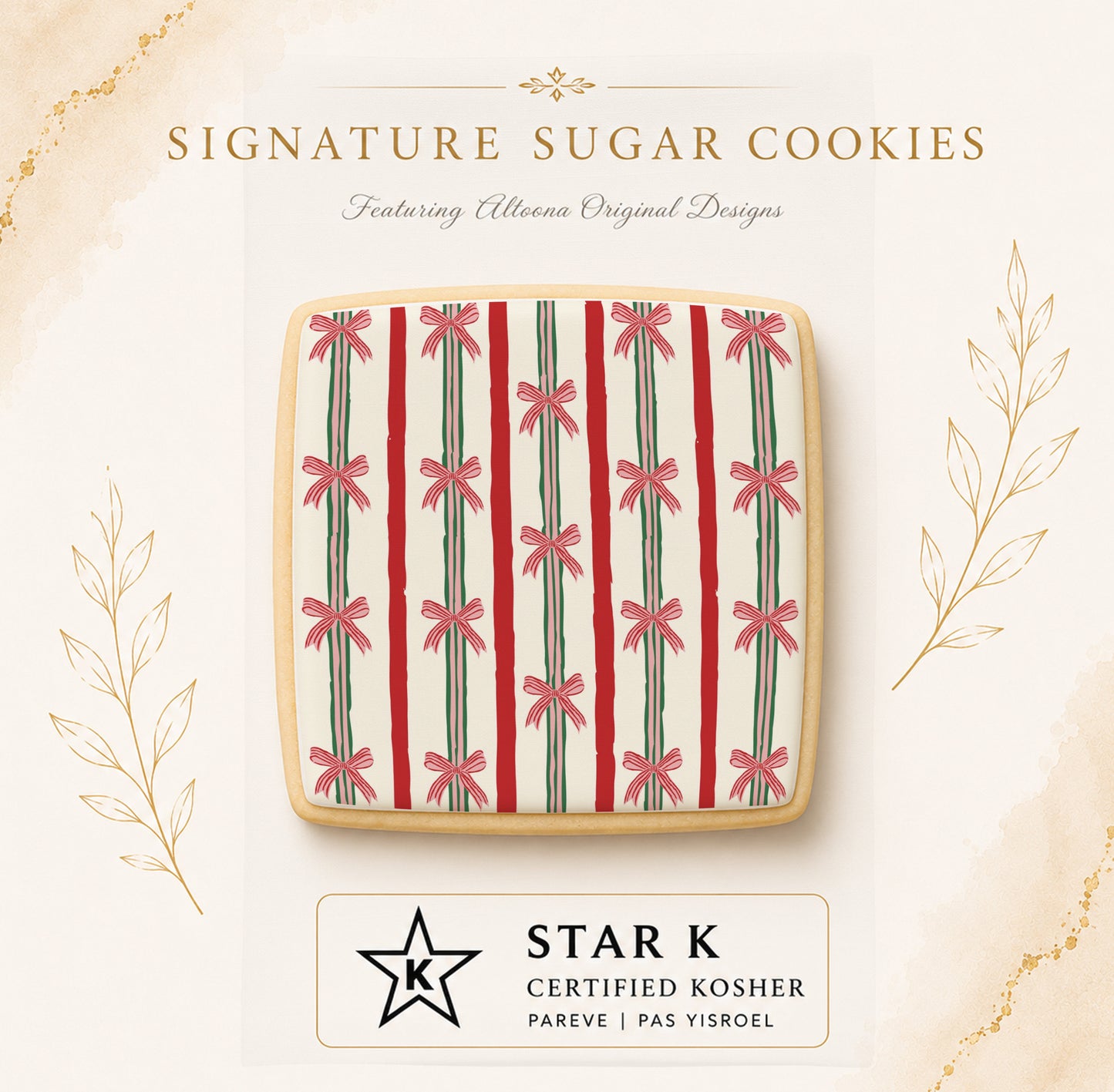 Christmas Ribbons Cookies | 12 Pack | Free Shipping