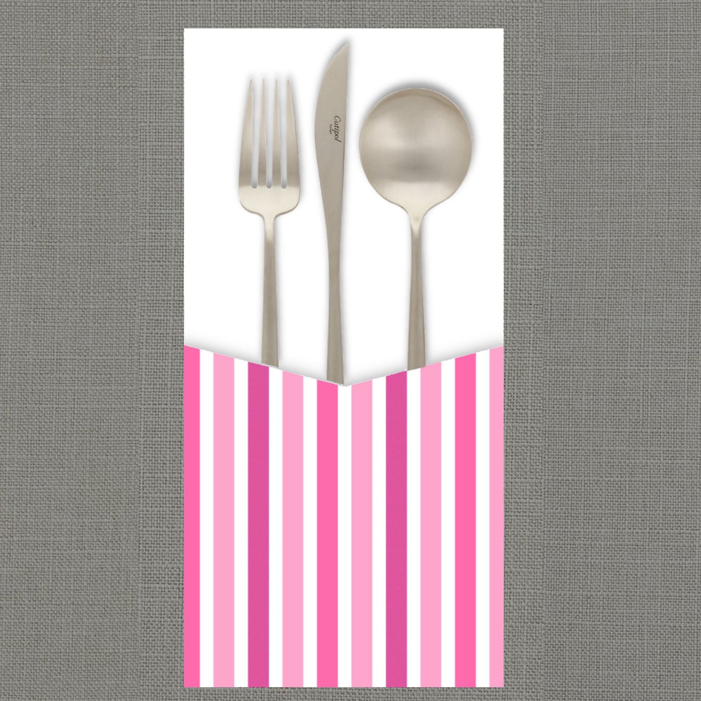 Candy Stripe Pink Cutlery Pouch
