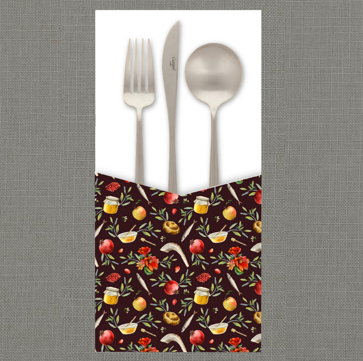 Rosh Hashana Watercolor Cutlery Pouch
