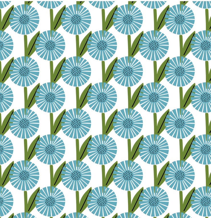 Blue Doodle Flowers - Charger - (SQUARE)