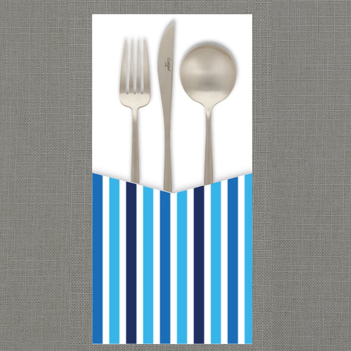 Candy Stripe Blue Cutlery Pouch