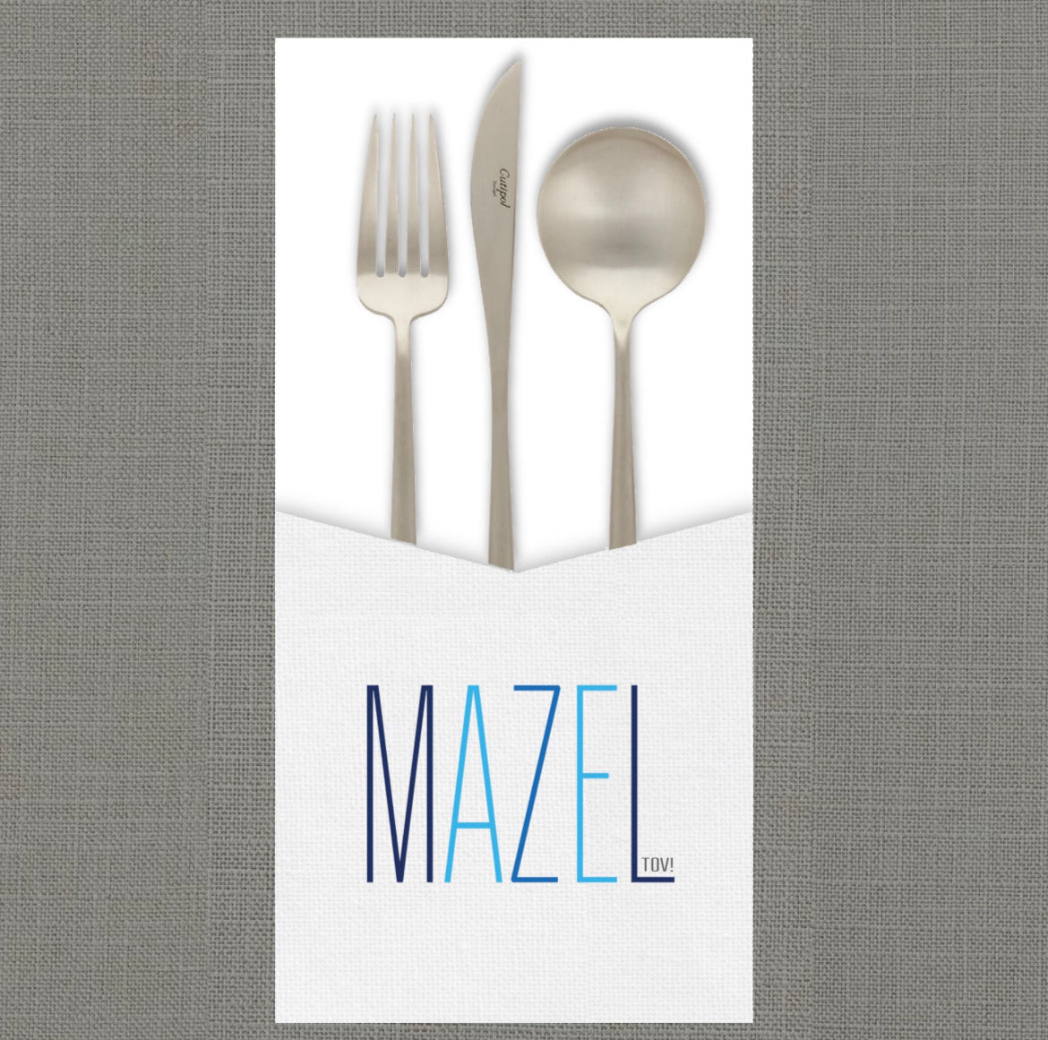 Mazel Tov Blue Cutlery Pouch