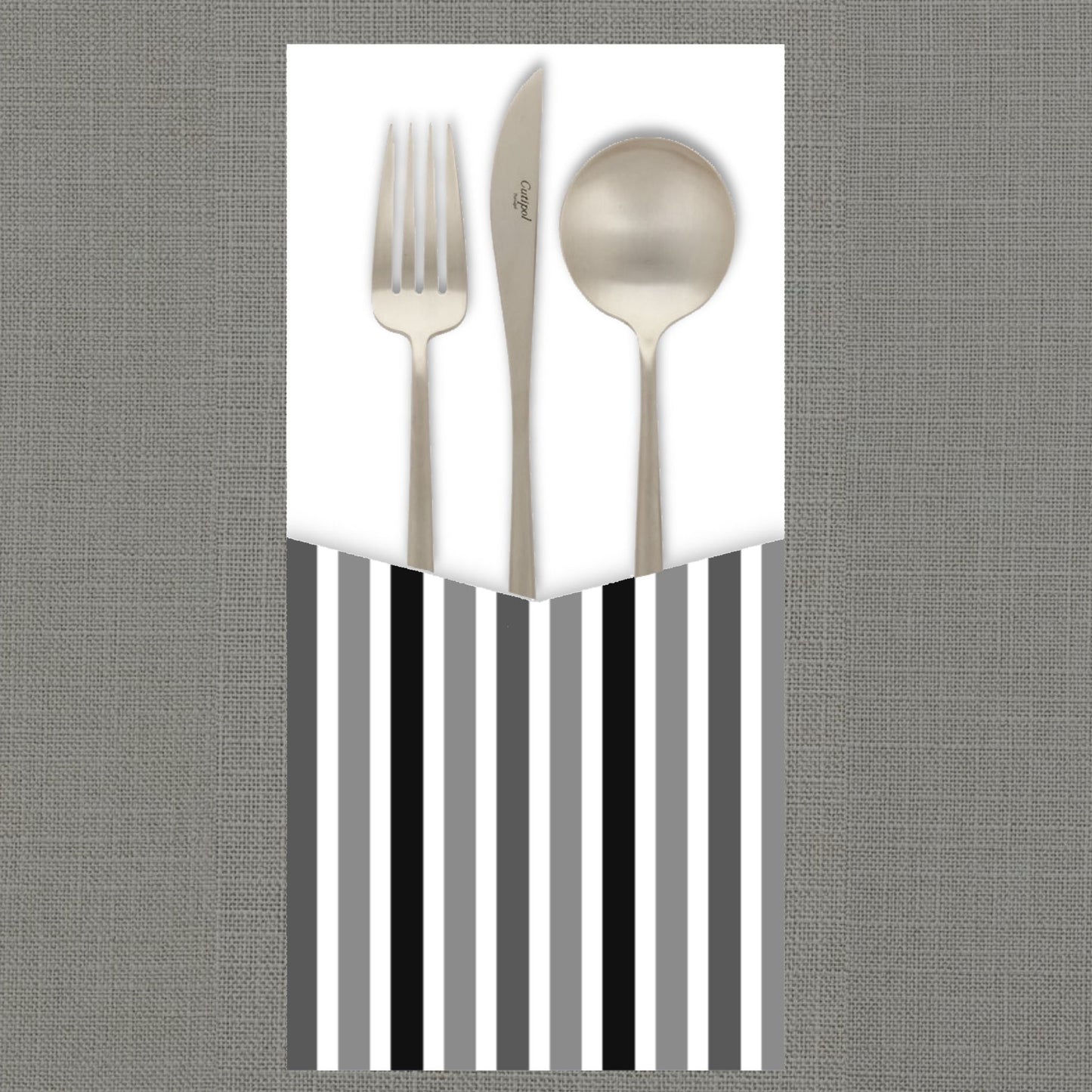 Candy Stripe Gray Cutlery Pouch