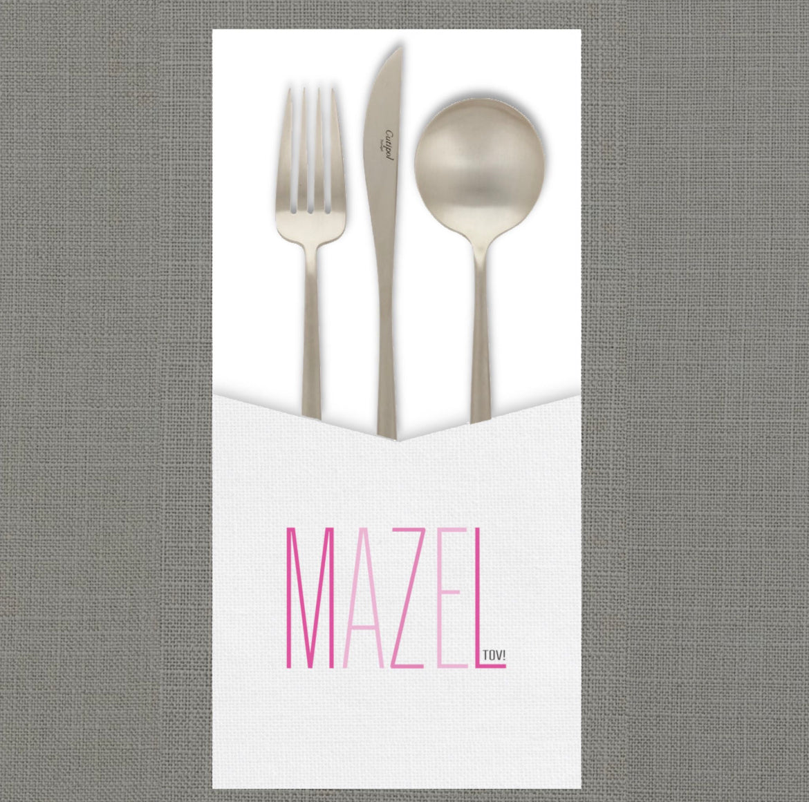 Mazel Tov Pink Cutlery Pouch