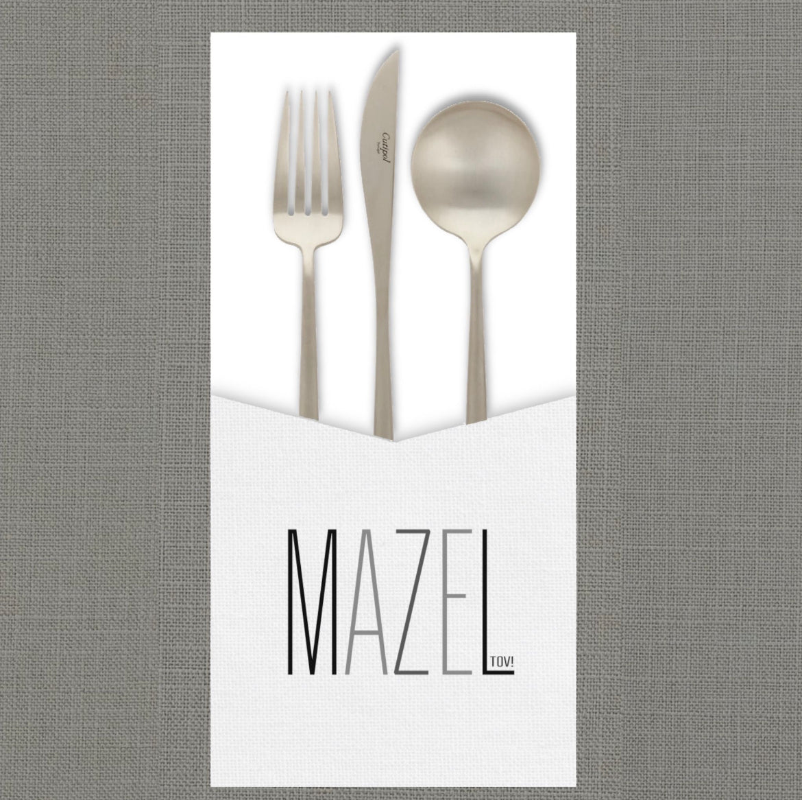 Mazel Tov Gray Cutlery Pouch