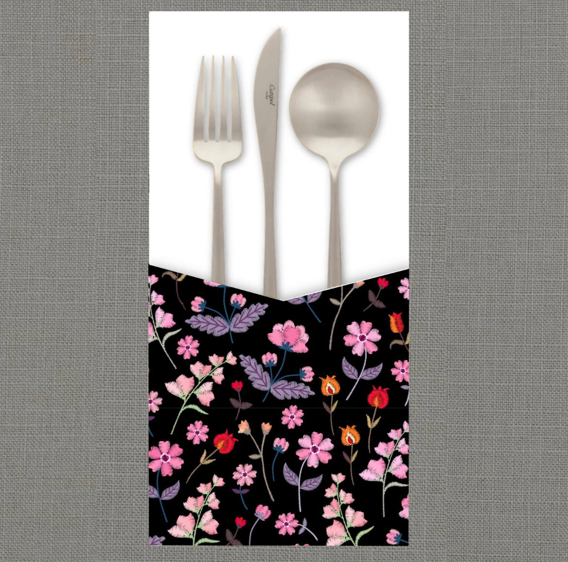 Floral Embroidery Cutlery Pouch