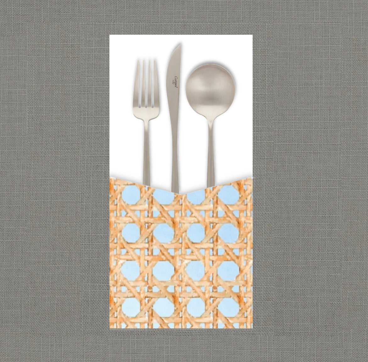Wicker Blue Cutlery Pouch