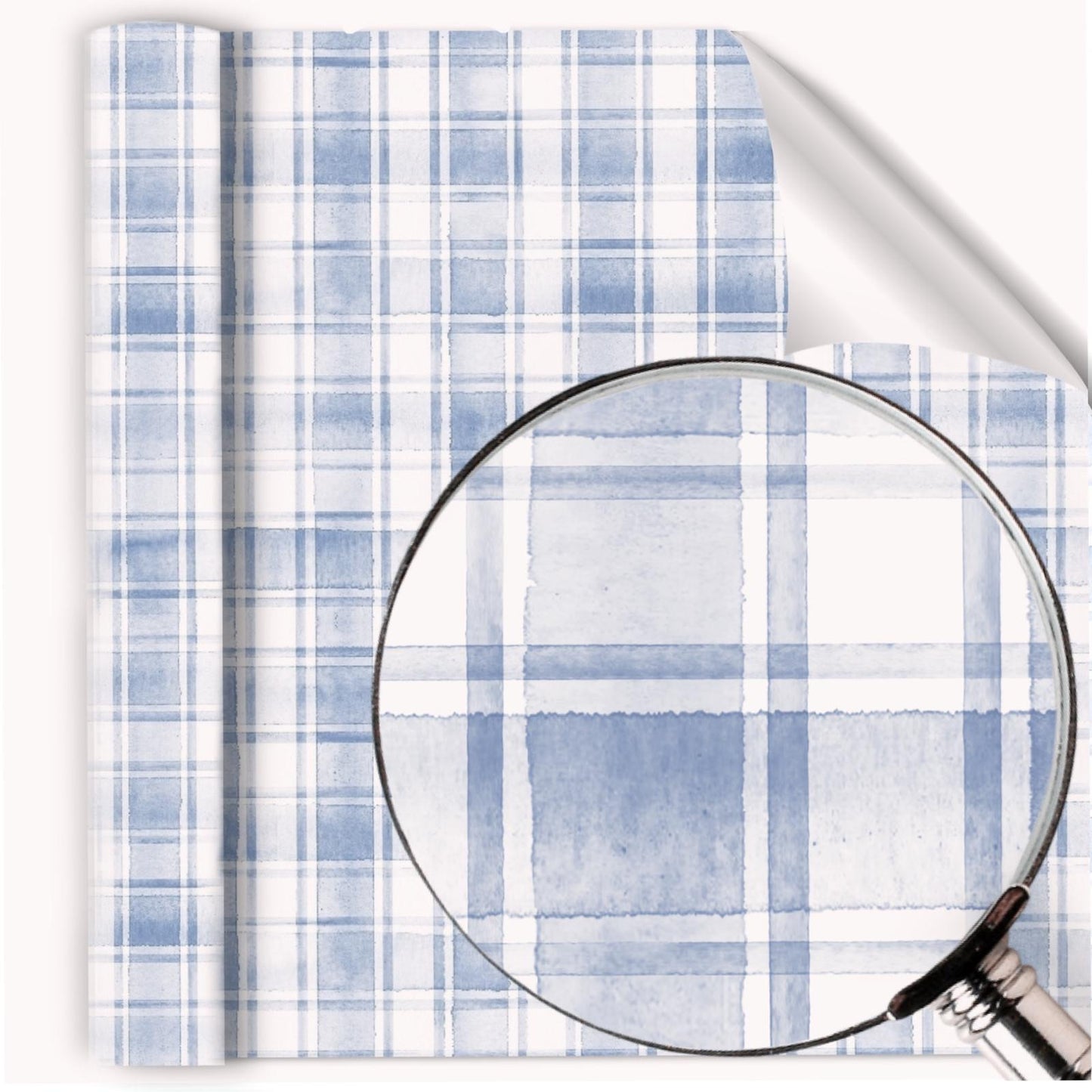 Painted watercolor Plaid Blue
