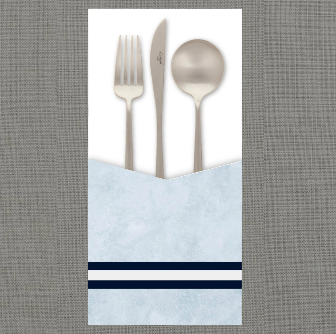 Watercolor Border Blue Cutlery Pouch