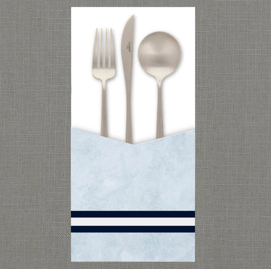 Watercolor Border Blue  - Cutlery Pouch