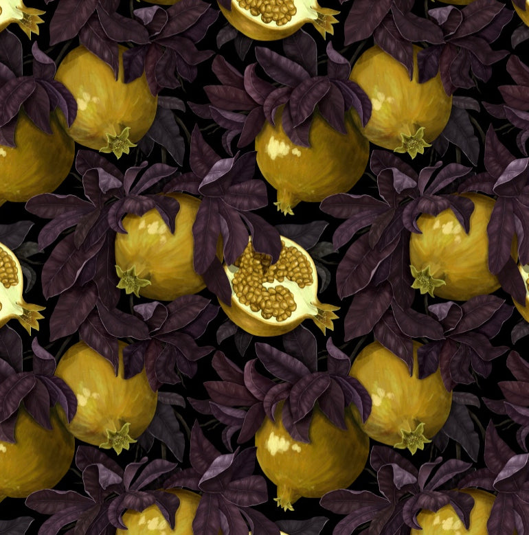 Pomegranate Foliage Charger YELLOW - (SQUARE)