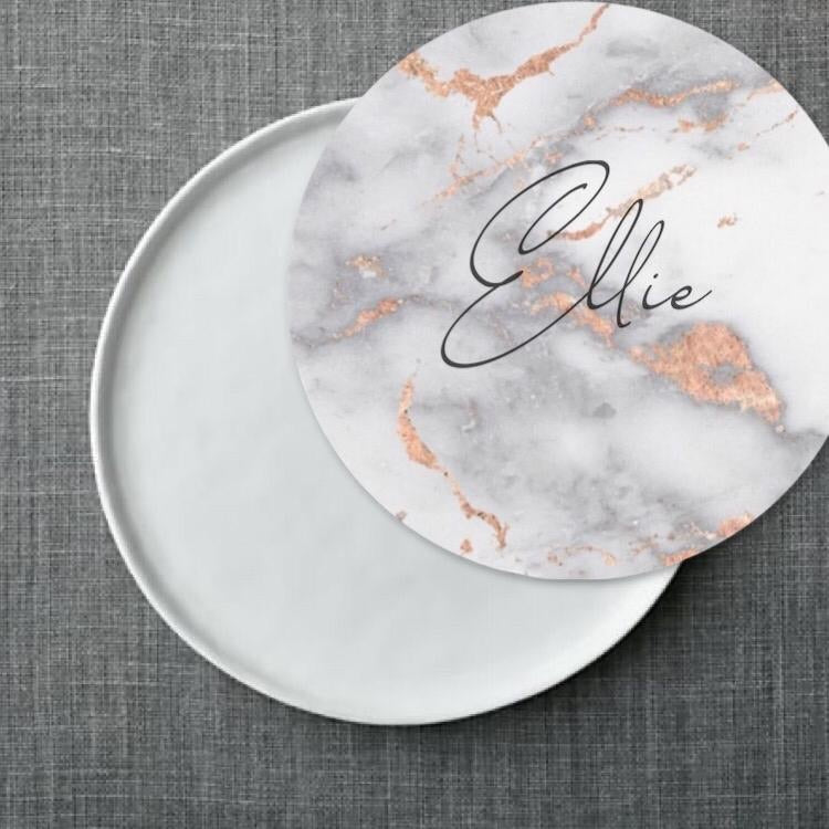Metallic Rose Gold Marble Plate Accent