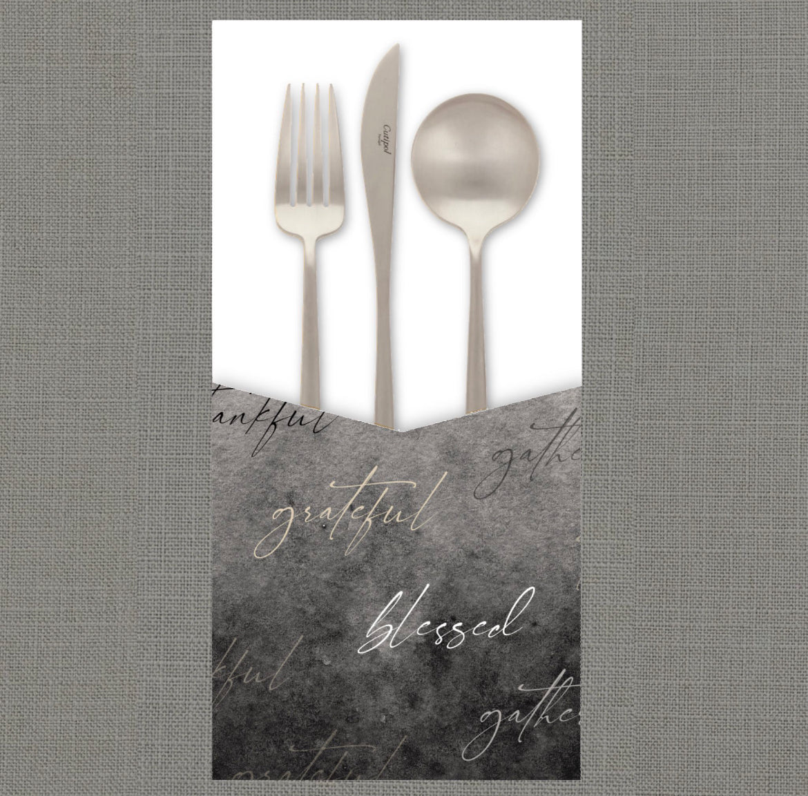 Thankful Gray Cutlery Pouch
