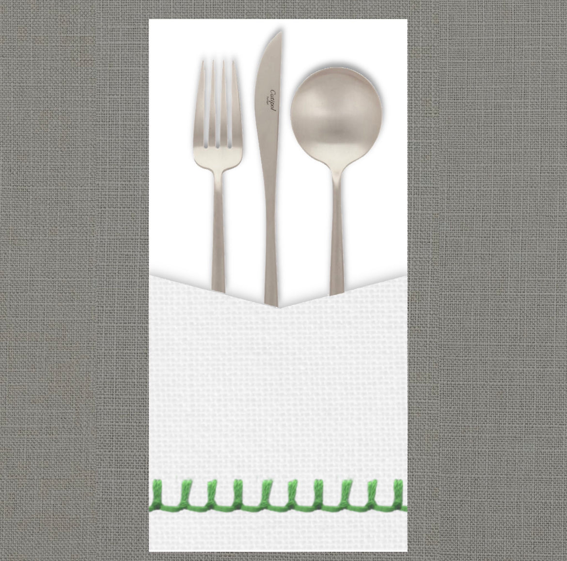 Stitched Green Cutlery Pouch