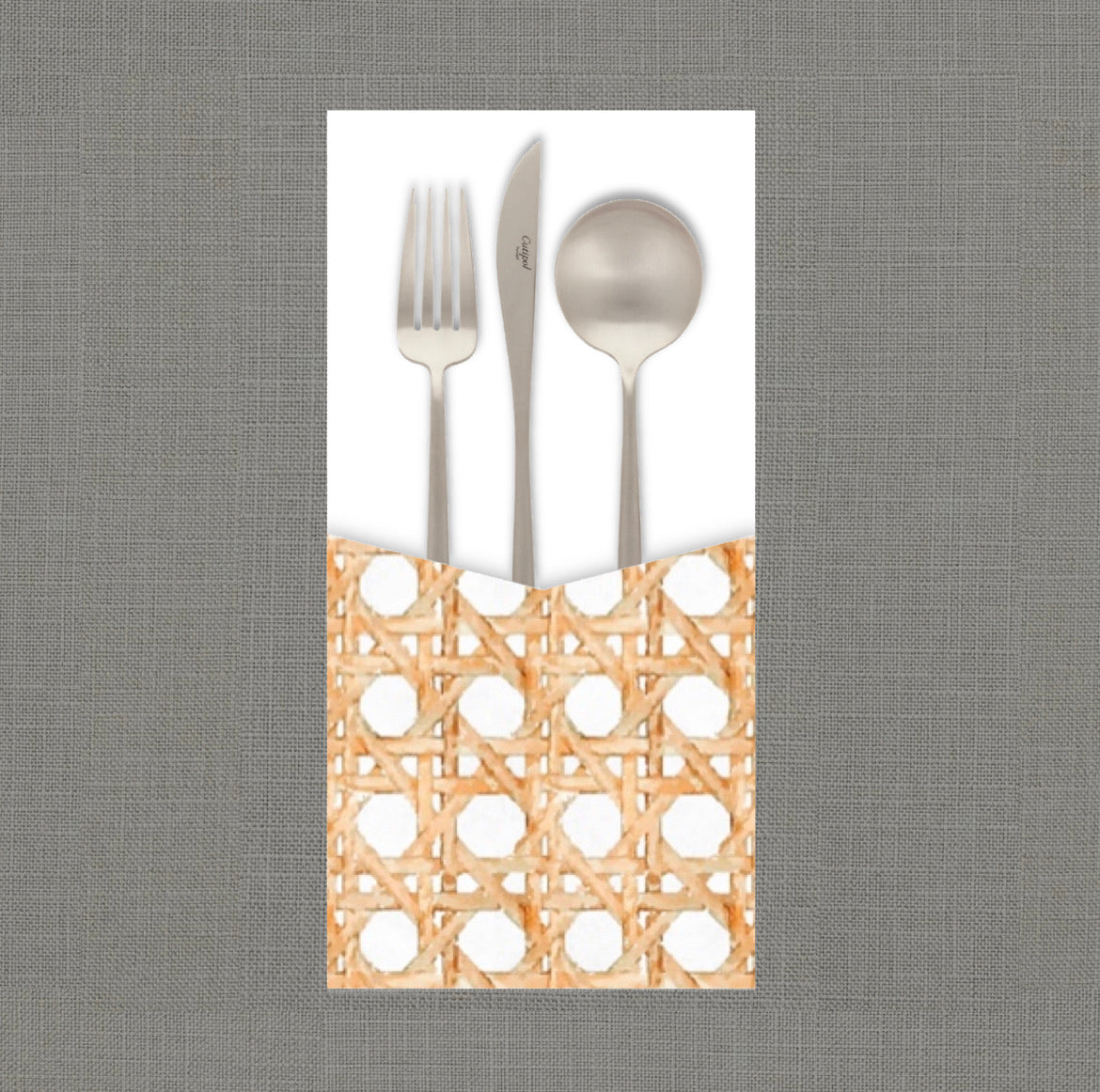 Wicker White Cutlery Pouch