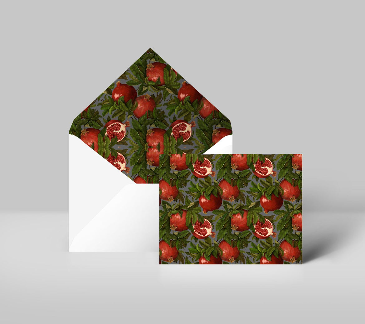 Pomegranate Foliage Red Greeting Card