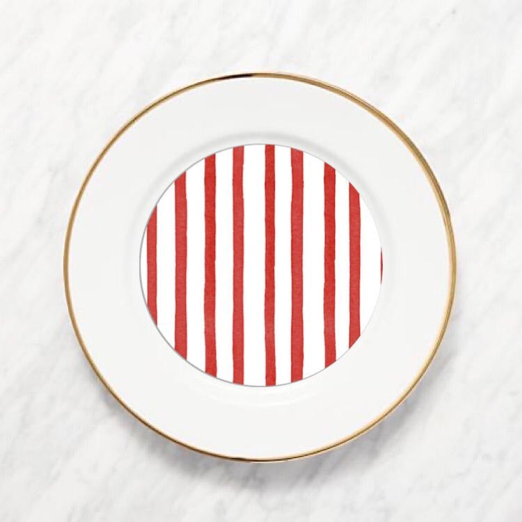 Red Painted Stripe Plate Accent